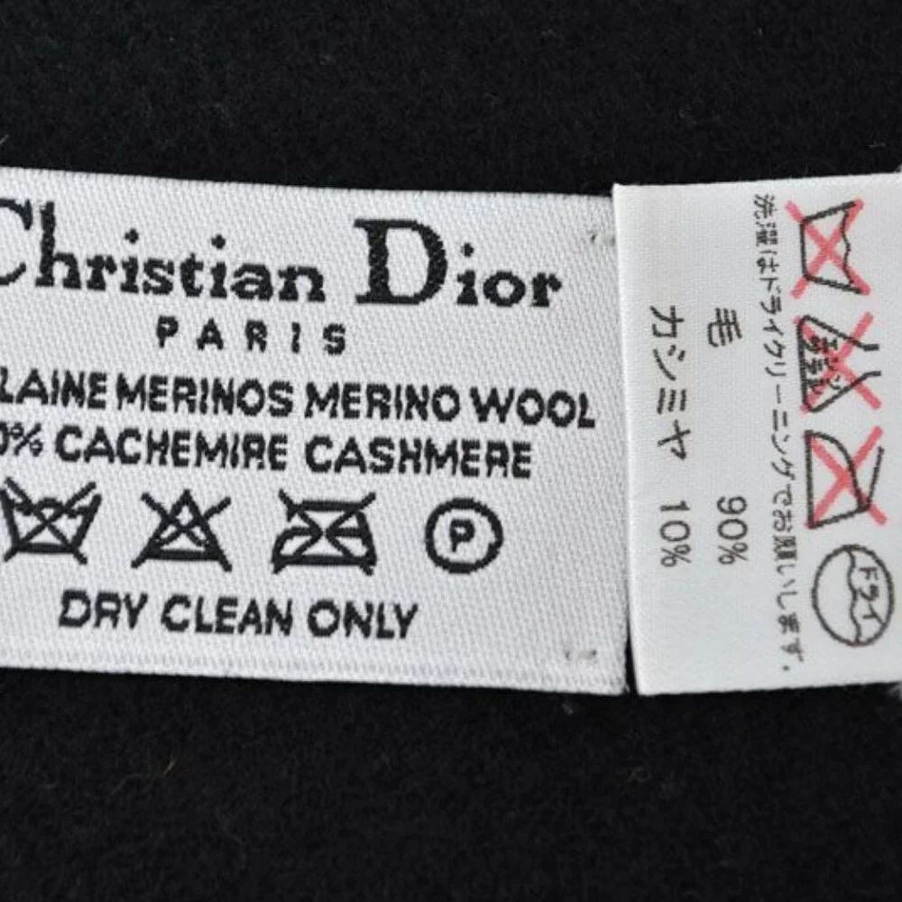 Dior Scarf Winter Wool Cashmere Logo Trotter Black Gray